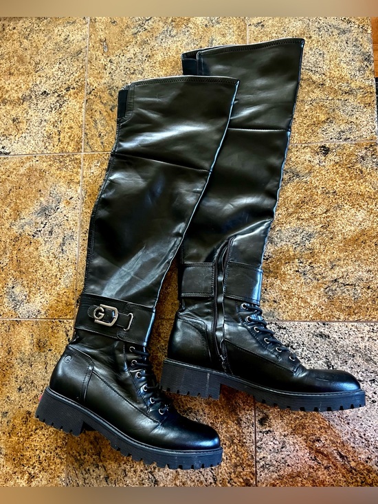 GBG Los Angeles Shoes - GBG Los Angeles Black Over-the-Knee Lace-Up Combat Boots